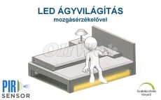 Ágyvilágítás (szimpla) szett 3W LED PIR szenzor melegfehér