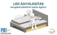 Ágyvilágítás (dupla) szett 6W LED PIR szenzor melegfehér