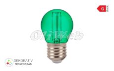 LED fényforrás E27 G45 kisgömb COG "izzószálas" 2W zöld
