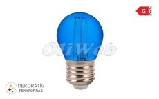 LED fényforrás E27 G45 kisgömb COG "izzószálas" 2W kék