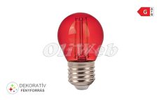 LED fényforrás E27 G45 kisgömb COG "izzószálas" 2W piros