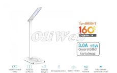 Asztali LED lámpa 5W állítható fényerő/CT USB + wireless, fehér