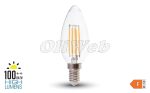   LED fényforrás E14 gyertya COG "izzószálas" 4W melegfehér V-TAC