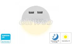 Night Light 84RD kerek melegfehér éjszakai fény + USB SAMSUNG chip V-TAC