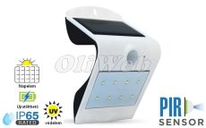 Fali napelemes LED lámpa 1,5W PIR + akku, fehér IP65 V-TAC