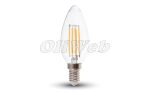   LED fényforrás E14 gyertya COG "izzószálas" 6W melegfehér V-TAC